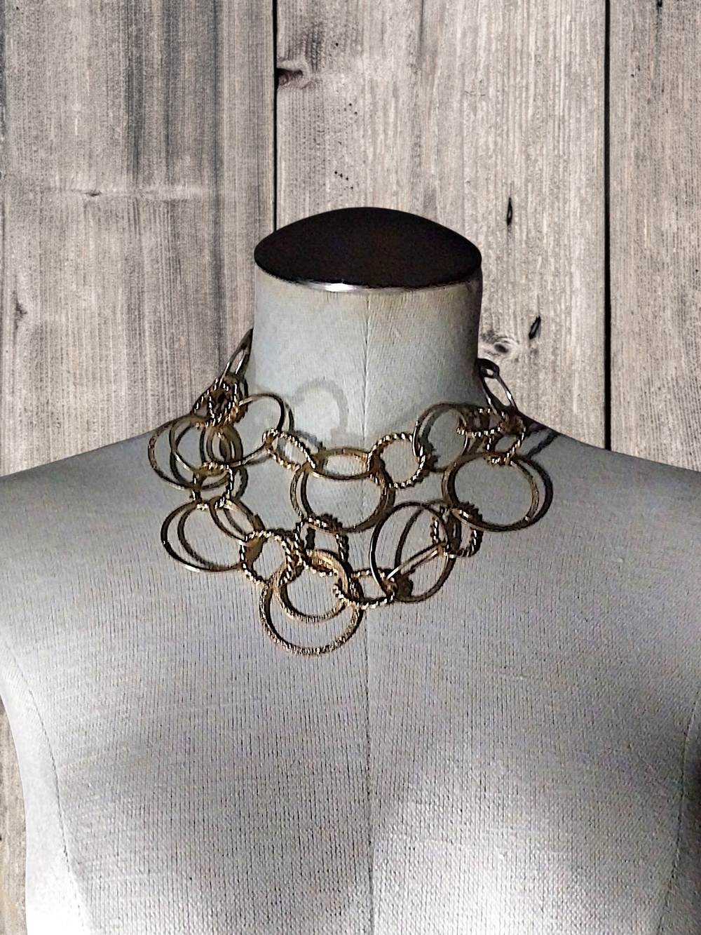 Gold Multi-Ring Statement Necklace - Women Jewelry